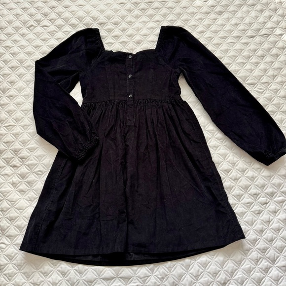 NWT GAP Kids Long Puff-Sleeve Corduroy Cotton Square Neck Dress Black Size 10 - Picture 13 of 14
